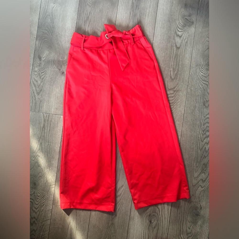 Zara Vibrant Red Cropped Pants,Size Small - Picture 2 of 7